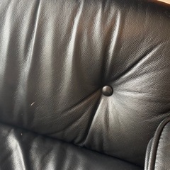 1人用ラウンジソファ & オットマン ブラックレザーの画像