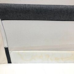 stp-3620　折りたたみ　ベビーベッド　グレー系　ミニタイプ　90×56cm　キャスター付き　布製　メッシュ　ハイローベッド　ゆりかご　添い寝　赤ちゃん　ベビー　ベッドの画像