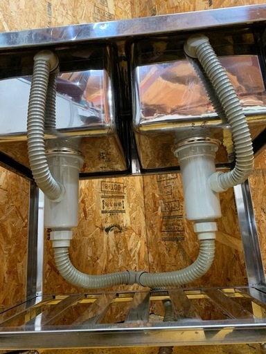a(7723) ステンレス 2槽シンク 業務用 W750D450H800 二槽 2槽 流し台 厨房 飲食店 店舗用 中古 直接お引き取