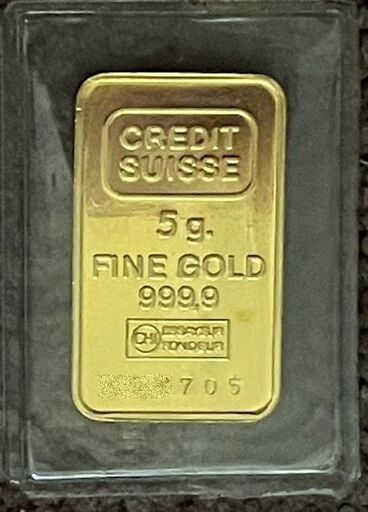 CREDIT　SUISSE　純金インゴッド　９９９.９　５ｇ　証明書付き