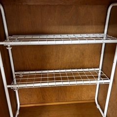 伸縮式 押入れクローゼットハンガーラック 棚付きの画像