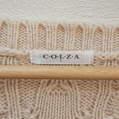 COLZA ハニーズ ケーブルニットカーディガン Lサイズ ベージュ 編み込み ざっくりニットの画像