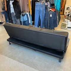 K2512-0016 ソファベッド レザー風 キルティング風 デザイン ブラック ホワイト キズ汚れ、一部破れ有りの画像