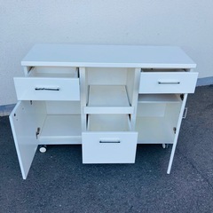 キッチンカウンター　カウンター棚　キッチン収納棚　ホワイト家具　レンジボード　120×42.5×82cm
の画像