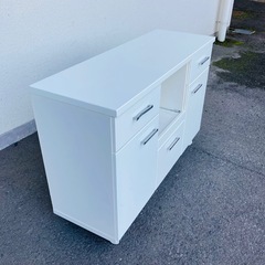 キッチンカウンター　カウンター棚　キッチン収納棚　ホワイト家具　レンジボード　120×42.5×82cm
の画像