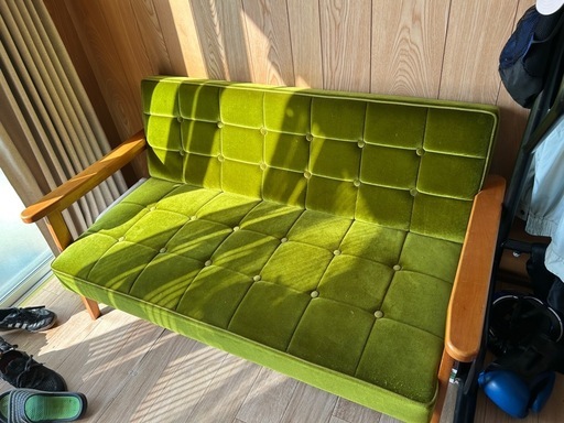 ソファー　2人がけ　グリーン