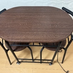 ダークウッド木調テーブル&チェアの画像