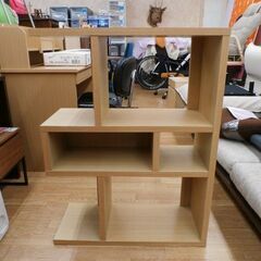 オープンラック シェルフ ベージュ 幅69.5㎝×奥行29.5㎝×高さ93.5㎝ 飾り棚 収納棚 西岡店の画像