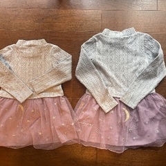 【姉妹コーデ】長袖おでかけワンピース《パール調飾り付き》の画像