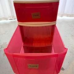 衣装ケース　ピンク　白の画像