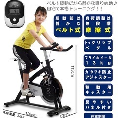 ダイコー DAIKO スピンバイク　摩擦式 フィットネスバイク 無段階調整 ブレーキ付き トレーニング 自転車 13kgホイール 家庭用 DK-SP726 の画像