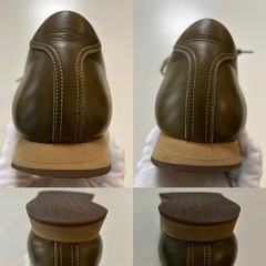 バーバリーBURBERRYレザースニーカー カジュアルシューズ ウォーキングシューズ ジョギングシューズ くつ クツ 紐靴 高級ブランドスニーカー 紳士靴カーキ green グリーン深緑色系 レザーサイズ25.0センチメンズmen’s男性用の画像