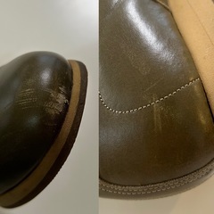 バーバリーBURBERRYレザースニーカー カジュアルシューズ ウォーキングシューズ ジョギングシューズ くつ クツ 紐靴 高級ブランドスニーカー 紳士靴カーキ green グリーン深緑色系 レザーサイズ25.0センチメンズmen’s男性用の画像