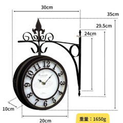 アンティーク風のお洒落な壁掛け両面時計◯白の画像