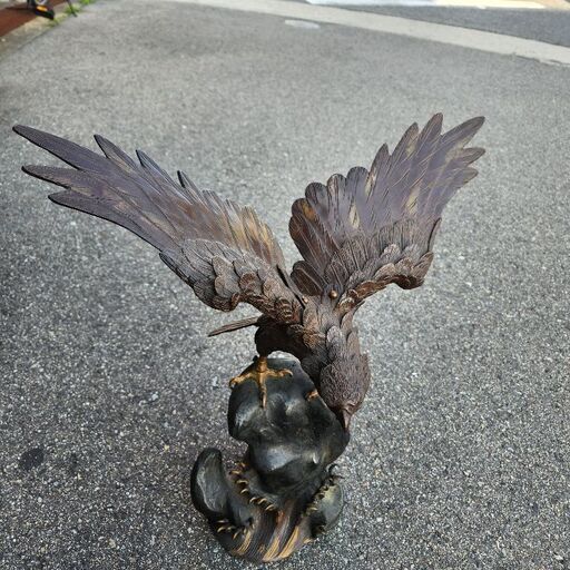 鷲 鷹 置物 骨董品 鉄製 レトロ 鋳物 オブジェ (どむどむじ) 鶴橋の