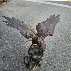鷲 鷹 置物 骨董品 鉄製 レトロ 鋳物 オブジェの画像