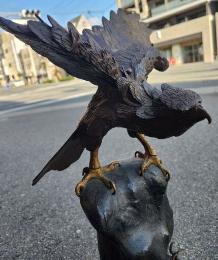 鷲 鷹 置物 骨董品 鉄製 レトロ 鋳物 オブジェ (どむどむじ) 鶴橋の