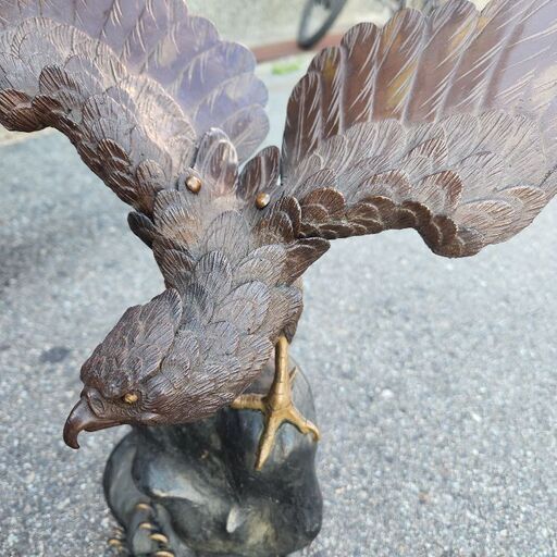 鷲 鷹 置物 骨董品 鉄製 レトロ 鋳物 オブジェ (どむどむじ) 鶴橋の