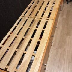 ０円(タダ)で差し上げます！セミシングルベッド(収納引き出し＆コイル式マットレス付き)の画像