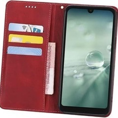 AQUOS wish ケース スマホケース 手帳型 PUレザー 財布型 レッドの画像