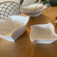 深皿３枚セット（和皿と白の大小）の画像