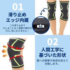 膝サポーター 加圧 スポーツ 薄型 コンプレッション 筋トレ ２枚セットの画像