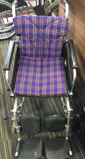 ♪KAWAMURA カワムラ 車いす 車椅子 チェック柄 ブレーキ動作確認済
