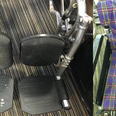 ♪KAWAMURA カワムラ 車いす 車椅子 チェック柄 ブレーキ動作確認済 介護 介助 中古 (NF251203) Zi-2345の画像