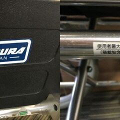 ♪KAWAMURA カワムラ 車いす 車椅子 チェック柄 ブレーキ動作確認済 介護 介助 中古 (NF251203) Zi-2345の画像