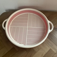 直径38㎝ 卓上 水切り ザル ボウル 野菜盛りかご 水切り付き バスケット  の画像