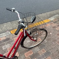 大人用自転車　27インチ、6段ギア、オートライト、鍵付き、赤　プロテクションハードの画像