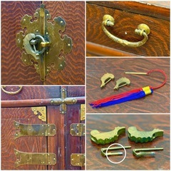 ◯李朝家具 魚錠前 抽斗 時代箪笥 サイドボード キャビネット 飾棚 韓国 朝鮮 王朝 伝統工芸美術 ビンテージ アンティーク ジモティ姫路の画像