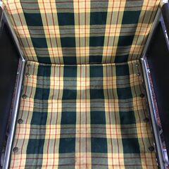 ♪MATSUNAGA 松永製作所 車いす 車椅子 折り畳み式 チェック柄 ブレーキ動作確認済 介護 介助 中古 (NF251203) Zi-2347の画像