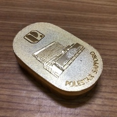 ホテルポールスター札幌 朱肉入れ 開館記念品 24KGP　メッキ 木箱付き アンティーク 小判 型 の画像
