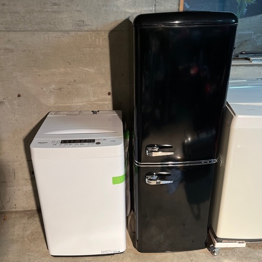 【生活家電2点セット✨ 冷蔵庫・洗濯機【美品】アイリスオーヤマ　レトロ　冷凍冷蔵庫PRR-142D
