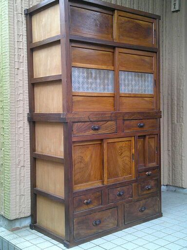 □昭和レトロ水屋箪笥アンティーク家具和風食器ダンス□ (EC) 新守谷の