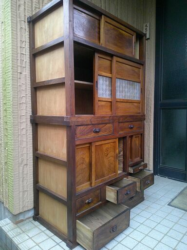 □昭和レトロ水屋箪笥アンティーク家具和風食器ダンス□ (EC) 新守谷の