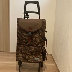 【未使用】椅子付きショッピングカート 保冷保温   ブラウン 迷彩柄の画像