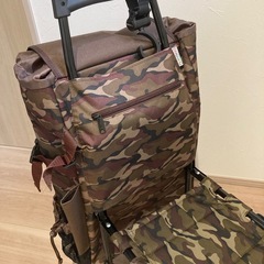 【未使用】椅子付きショッピングカート 保冷保温   ブラウン 迷彩柄の画像
