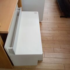 ★リユースのサカイつくば店★TK7523  キッズ用デスクセット ホワイト H55×D40×W91 クリーニング済みの画像