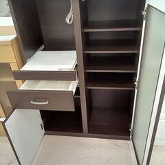 リユースのサカイ栃木店★ジモティ割あり★  レンジ台 ブラウン W80×D42×H112 クリーニング済み TC11808の画像