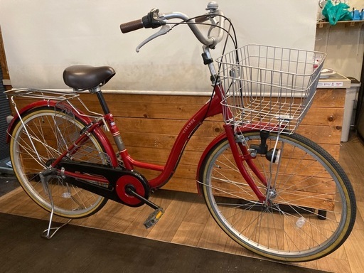 カゴ新品！内装3段】 LEDダイナモ24インチ自転車赤 (猫の手堂Cycle