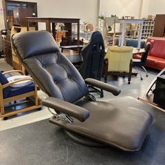 イ2512-023 座椅子 リクライニング ハイバック 回転式 ブラウン レザー風 キズ汚れ有りの画像