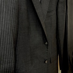 中古 美品 オーダーメイド サマースーツ グレー ストライプの画像