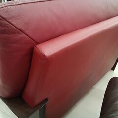リユースのサカイ栃木店★ジモティ割あり★ カリモク ソファー ブラウン×レッド W185×D85×H94 クリーニング済み TC11812の画像