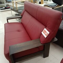 リユースのサカイ栃木店★ジモティ割あり★ カリモク ソファー ブラウン×レッド W185×D85×H94 クリーニング済み TC11812の画像