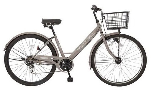 普段使い未使用　27.5型シティサイクル6段変速オートライト　ブラウングレイ