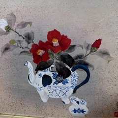 河出幸之助　水指しと椿
の画像