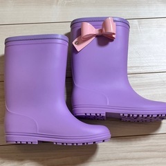新品 サイドリボンレインブーツ パープル 紫の画像