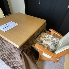 家具調こたつ 3段階継脚ダイニングコタツ 80×80 SCD-80T 椅子２脚の画像